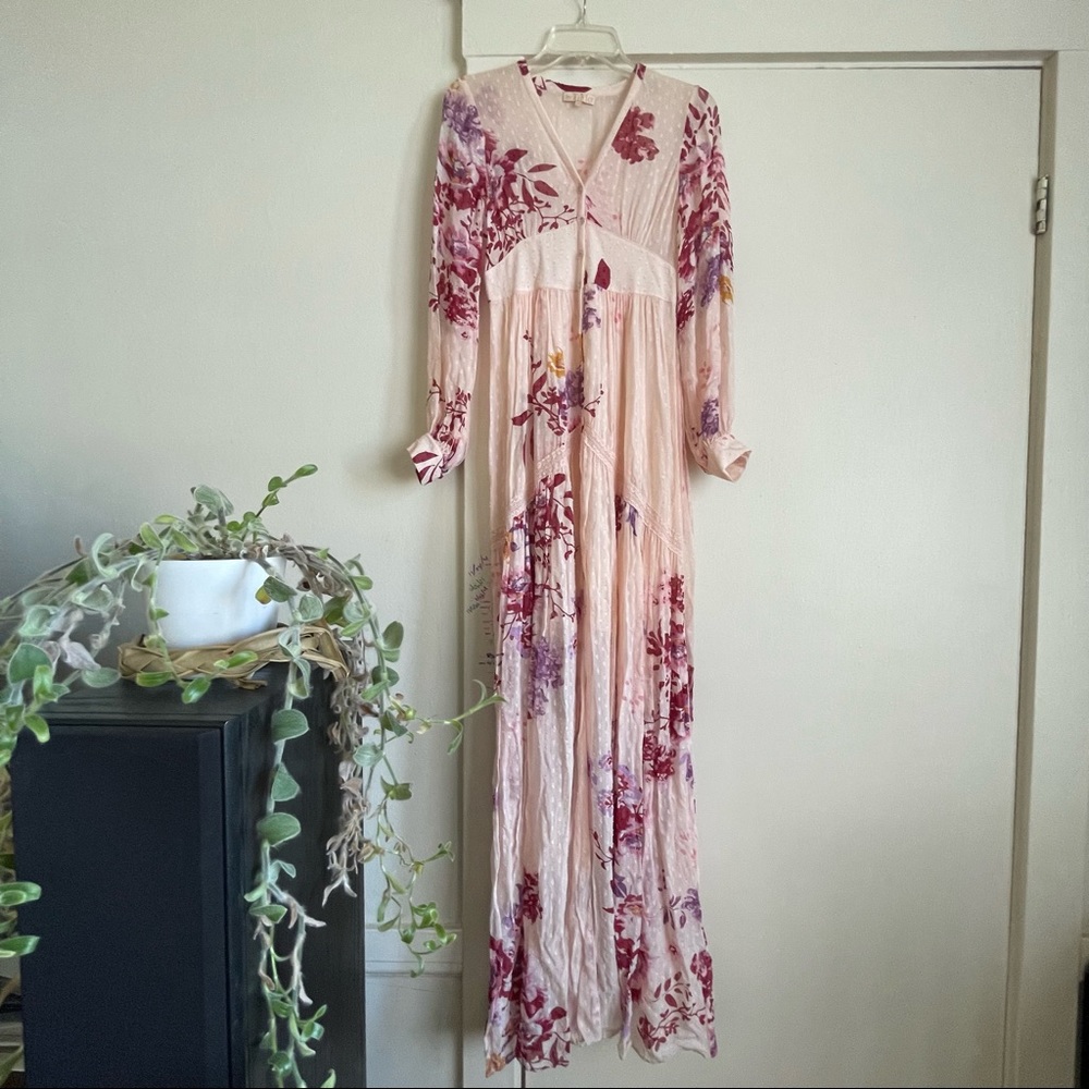 By TiMo button down floral long sleeve maxi dress